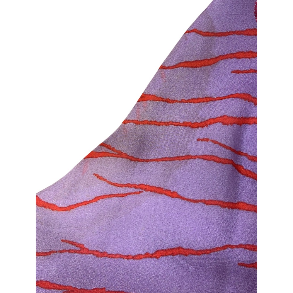 Emanuel Ungaro Paris Silk Ruffle Blouse Purple Floral Stripe Sleeveless IT 42 - Picture 12 of 13